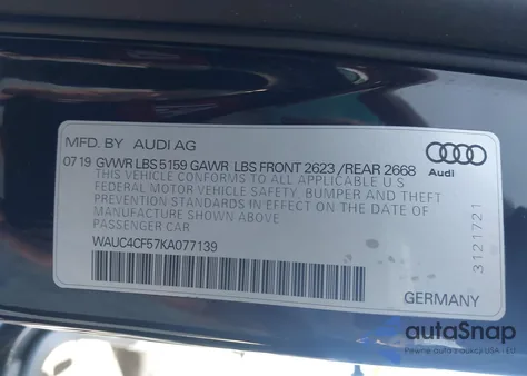 2019 Audi S5 3.0T Premium из США, поврежденный, VIN WAUC4CF57KA077139